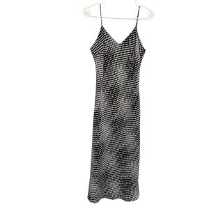 Khaki Krew Black & White Spaghetti Strap Sheer Slip Dress with Lining